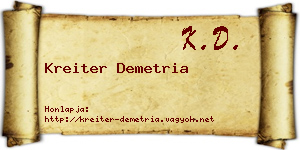 Kreiter Demetria névjegykártya